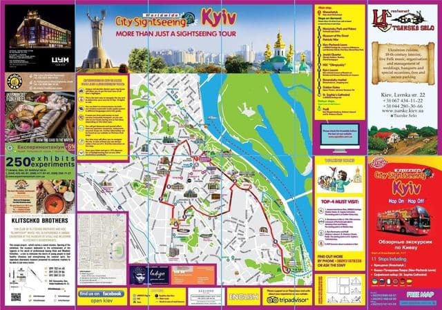 Mappa dei tour in autobus a Kiev Hop On Hop Off