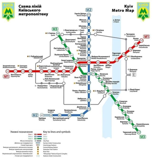 Mappa delle stazioni della metropolitana di Kiev
