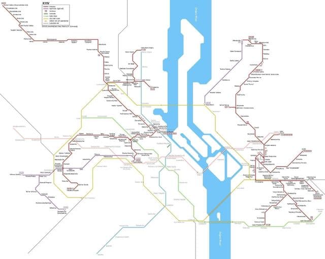 Mappa delle stazioni del tram di Kiev