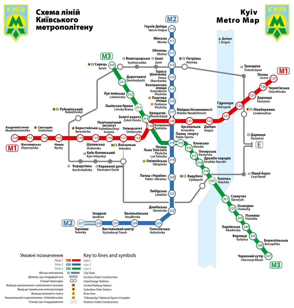 Mappa delle stazioni della metropolitana di Kiev